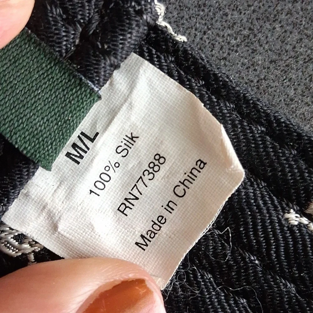 J.Crew M/L 100% SILK Black & White Belt New Without Tag - Picture 4 of 8